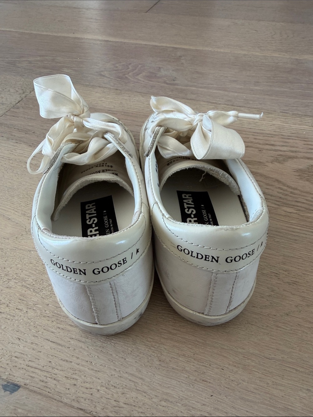 Golden Goose Off-White Kids Sneakers with Rhinestone Star and Satin Laces - Picture 2 of 7